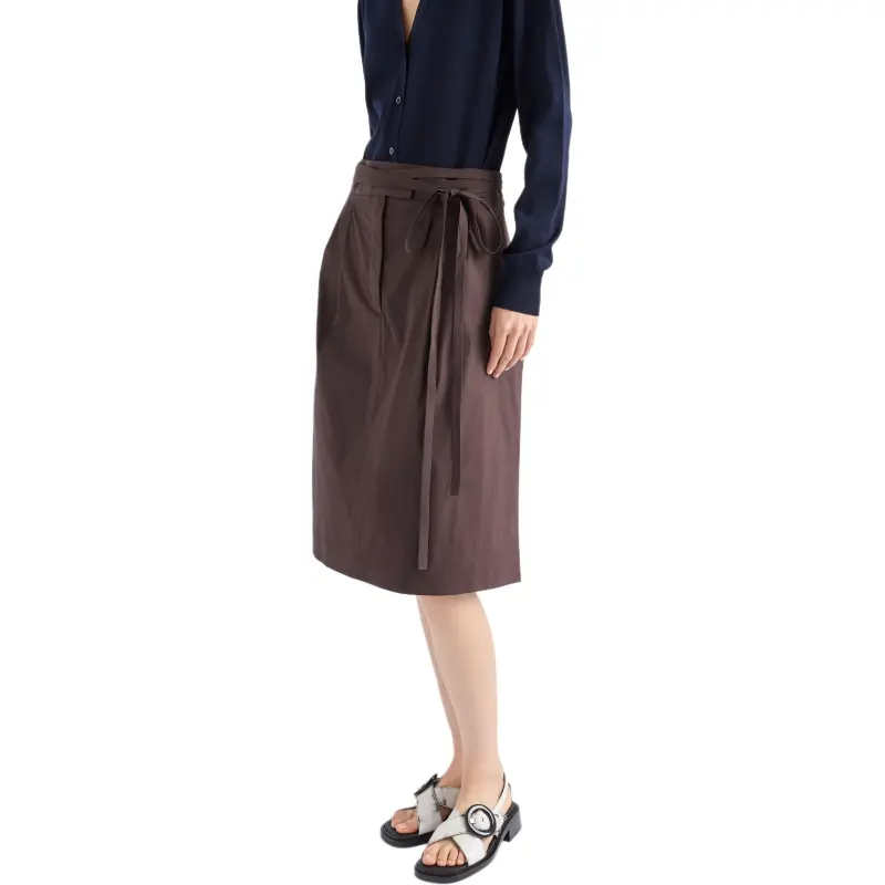 PRADA SS25 Casual Long Skirt Women's Ebony-3