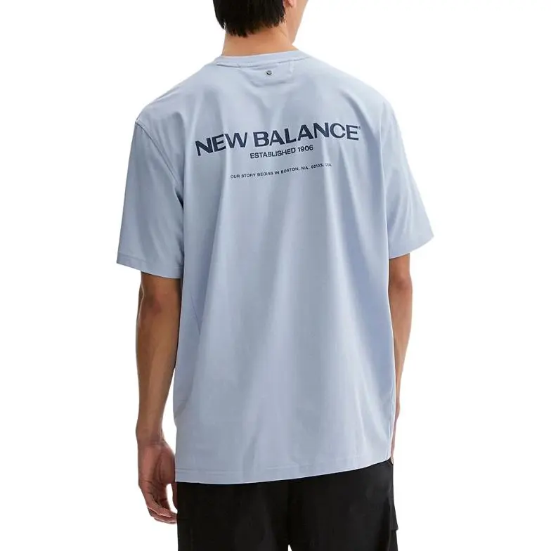 New Balance FROZENSEMI OVER FIT T Shirt Men's Light Blue-4