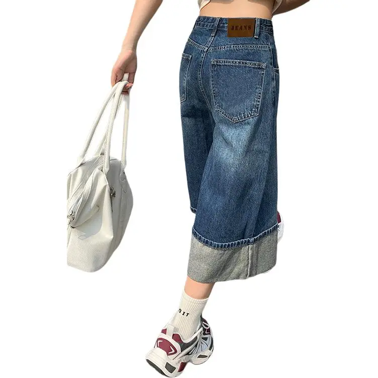 MNVZ Denim Shorts Women's YC 4003 Blue Capri Pants-3