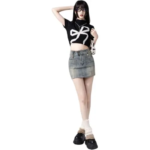 7 SEVFUN Denim Short Skirts Women's