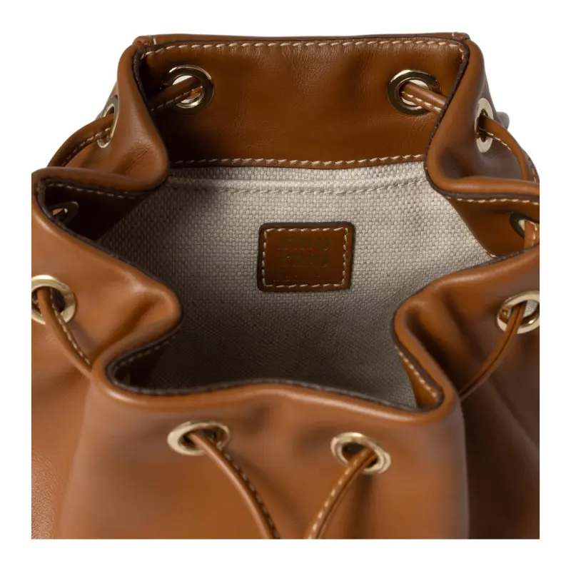 MIU MIU Calfskin Backpack Unisex Brown-3