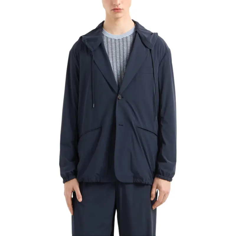 EMPORIO ARMANI Single breasted Hooded Blazer In Stretch Nylon-1