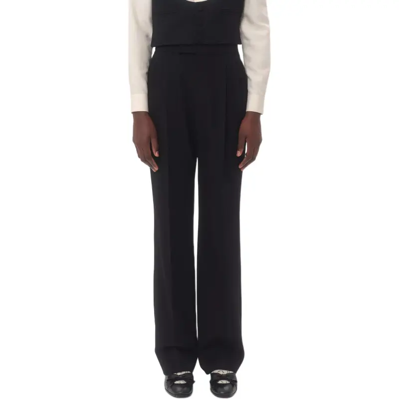 Valentino Pleated Straight Leg Pants-1