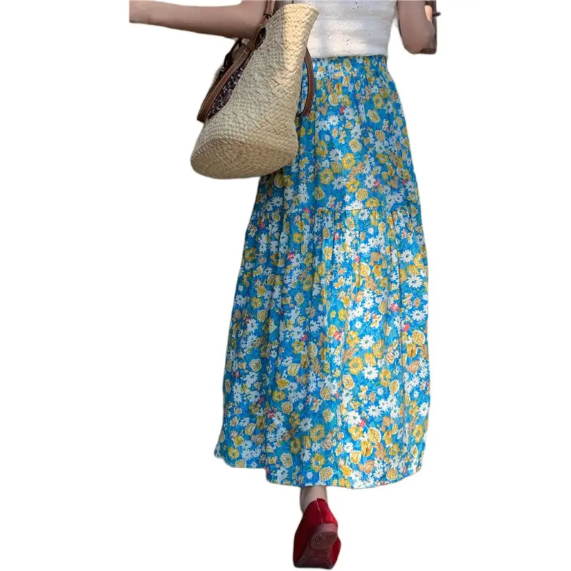 GOSO Casual Long Skirts Women's Blue-4