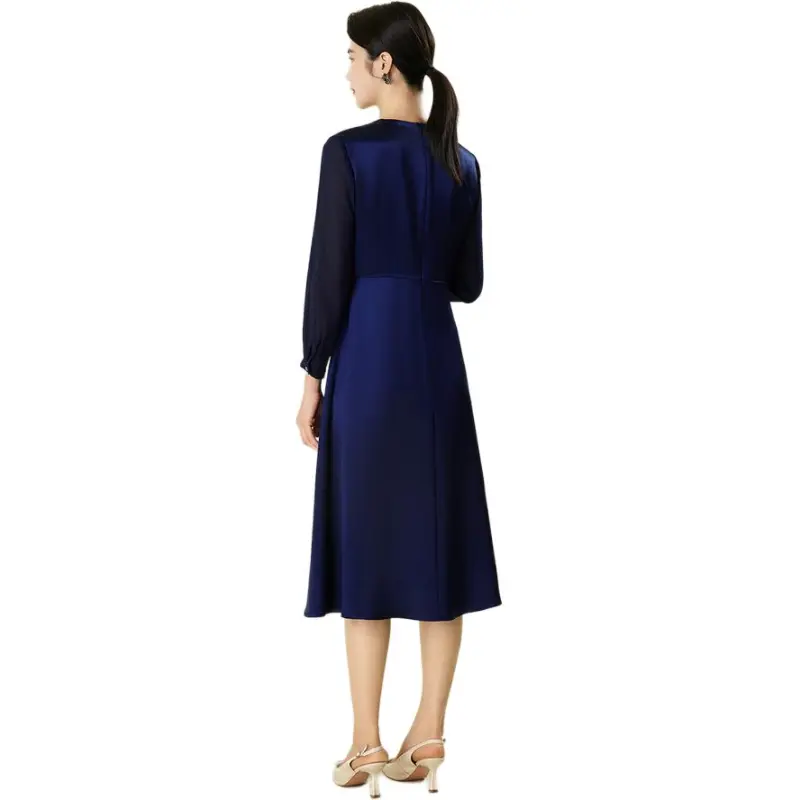 BBLLUUEE Long Sleeved Dress Women's Ink Blue-1
