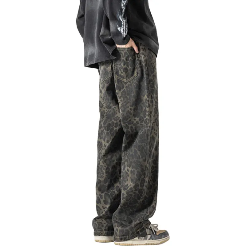 RASHOMONG Jeans Unisex Leopard Print-1
