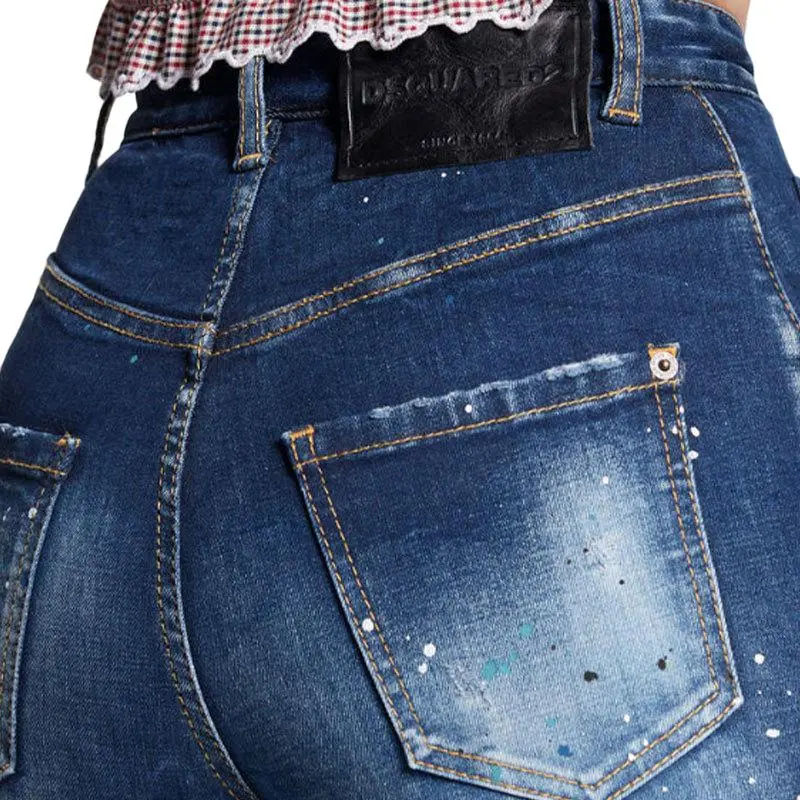 DSQUARED 2 High Waisted Distressed Flared Jeans-3