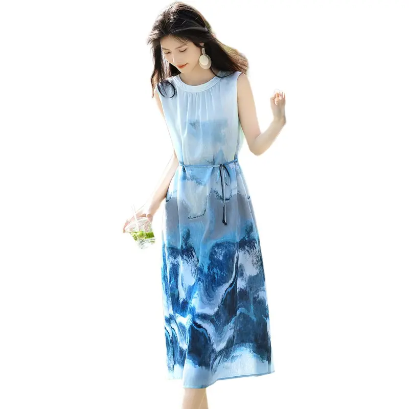 XWI Sleeveless Dresses Women's Ink Wash Blue-4