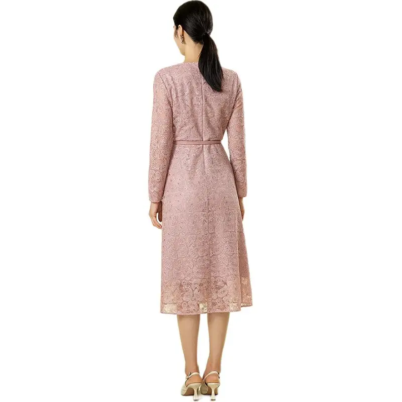 BBLLUUEE Long Sleeved Dress Women's Rose Pink-1