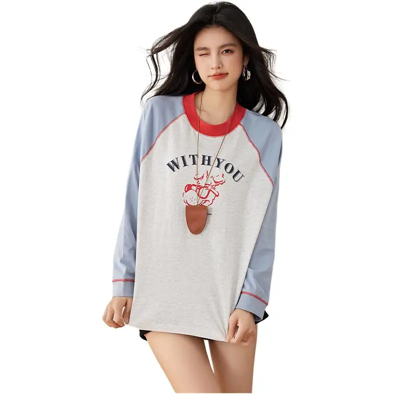 La Chapelle T Shirt Women's Blue Patchwork-1