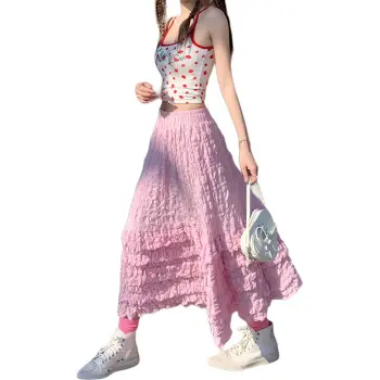 Kazakhstan Casual Long Skirts Women's Pink