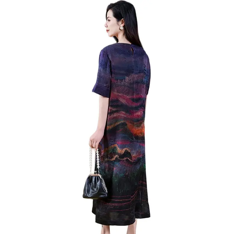 Yi Mengyuan Silk Short Sleeved Dress Women's Image Color-1