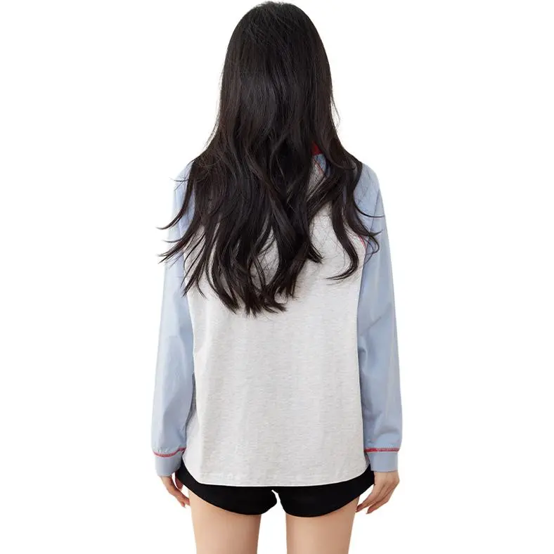 La Chapelle T Shirt Women's Blue Patchwork-2