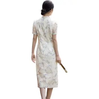 XWI Short Sleeved Dresses Women's Beige Base Purple Flowers