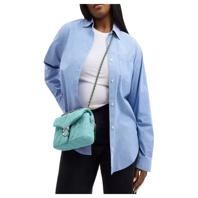 COACH Tabby Quilting Denim Shoulder Bag Medium Size Women's Blue-7