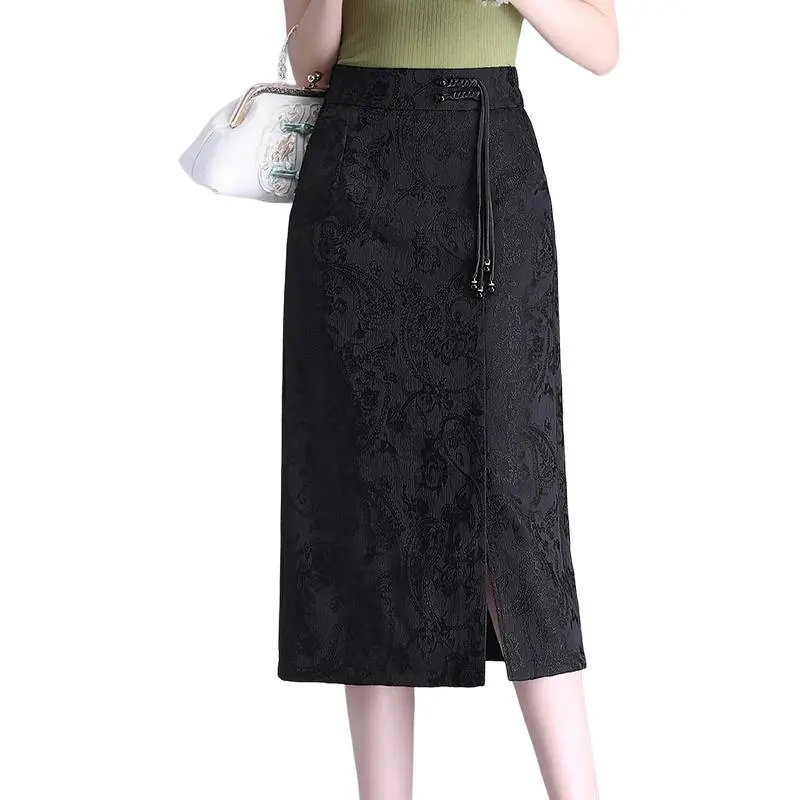 La Chapelle Casual Long Skirt Women's Black-1