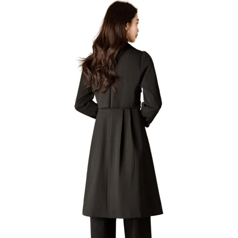 Mylan Trench Coat Cinched Waist Women's Black-0