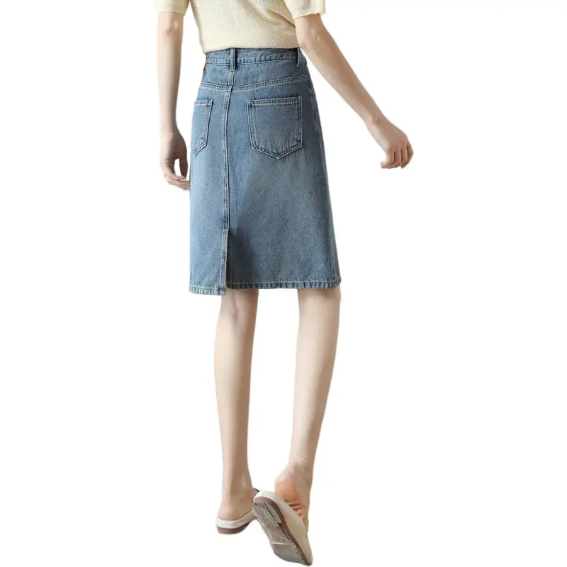 HIPPIEMISS Denim Long Skirts Women's Washed Color-2