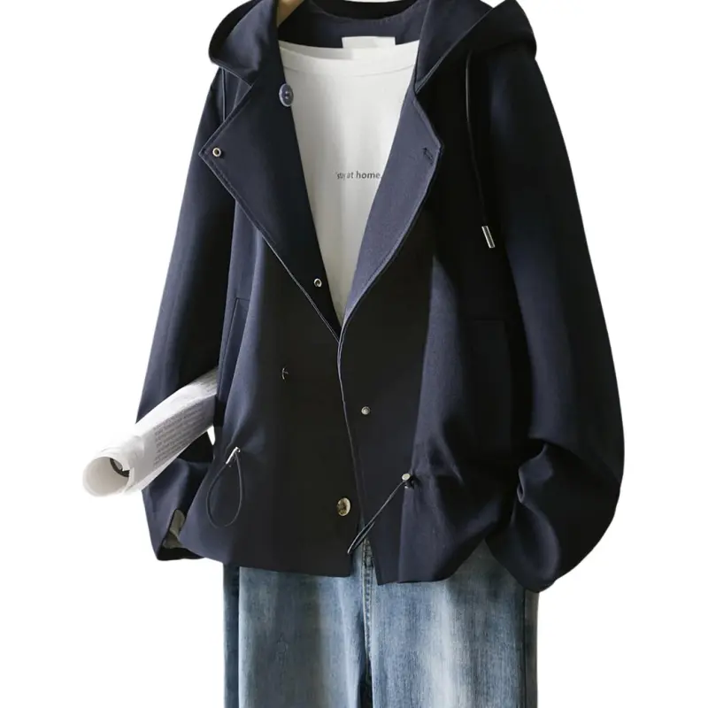 IHIMI Trench Coat Women's Navy Blue-1