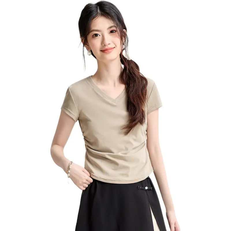 Fele.d T Shirts Women's Khaki-2
