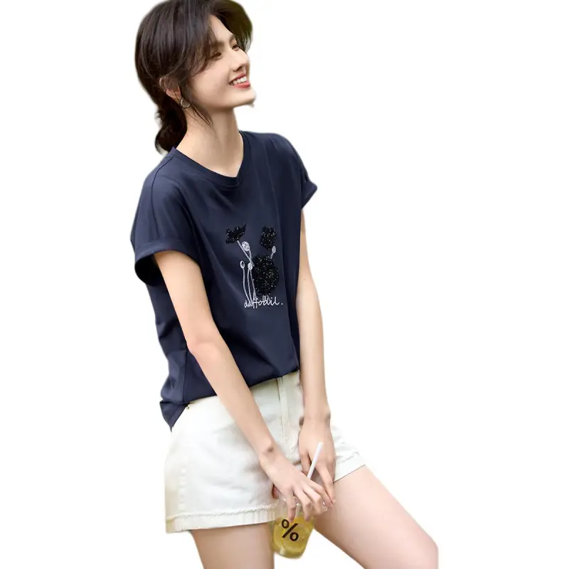 XWI T Shirts Women's Navy Blue-4