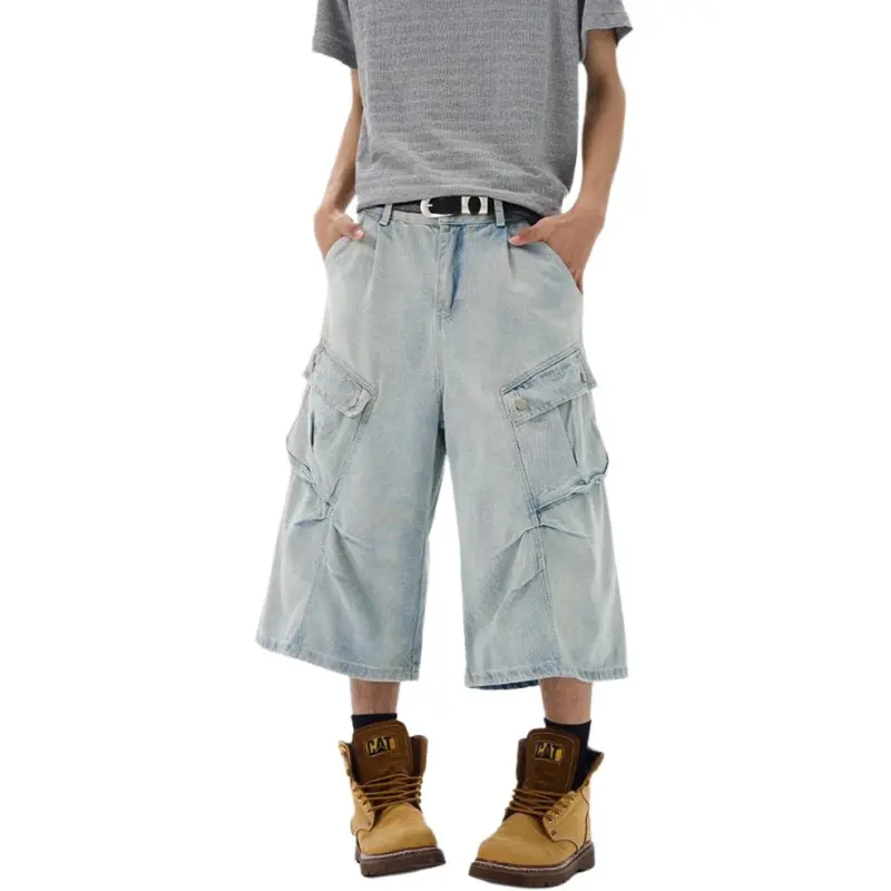 Weles Denim Shorts Unisex Light Blue-5