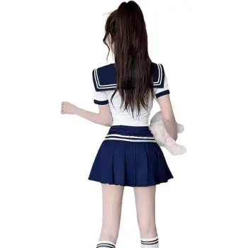 DGMZ Uniforms Women's White Top Blue Skirt Clothing Set