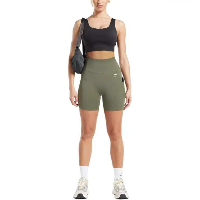 GYMSHARK Yoga Shorts Women's Dark Olive-2