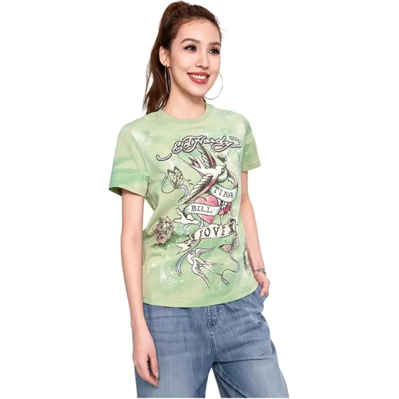 Ed Hardy T Shirt Women's Olive Green-4