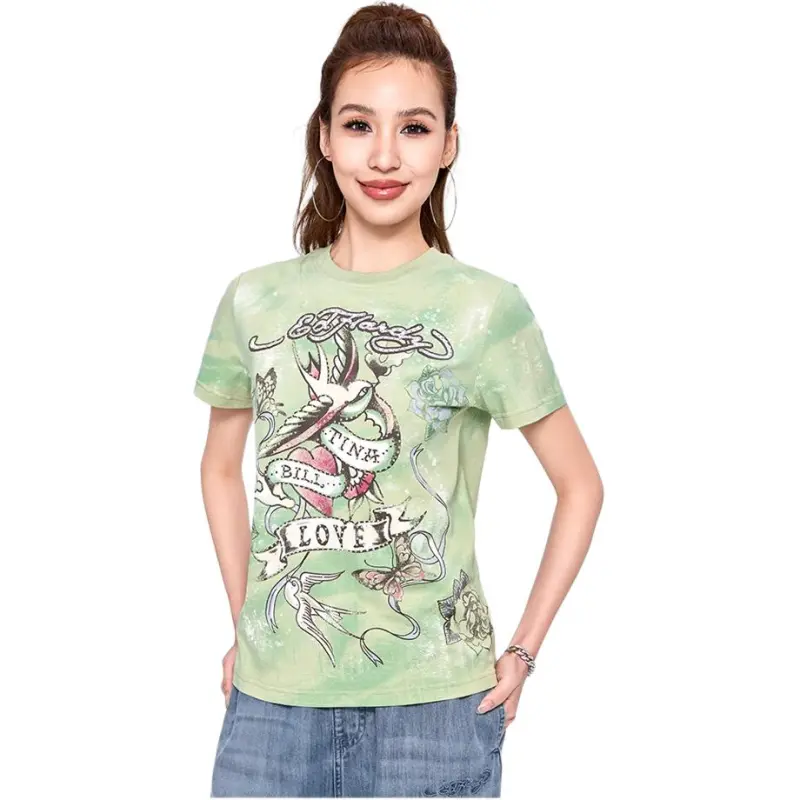 Ed Hardy T Shirt Women's Olive Green-2