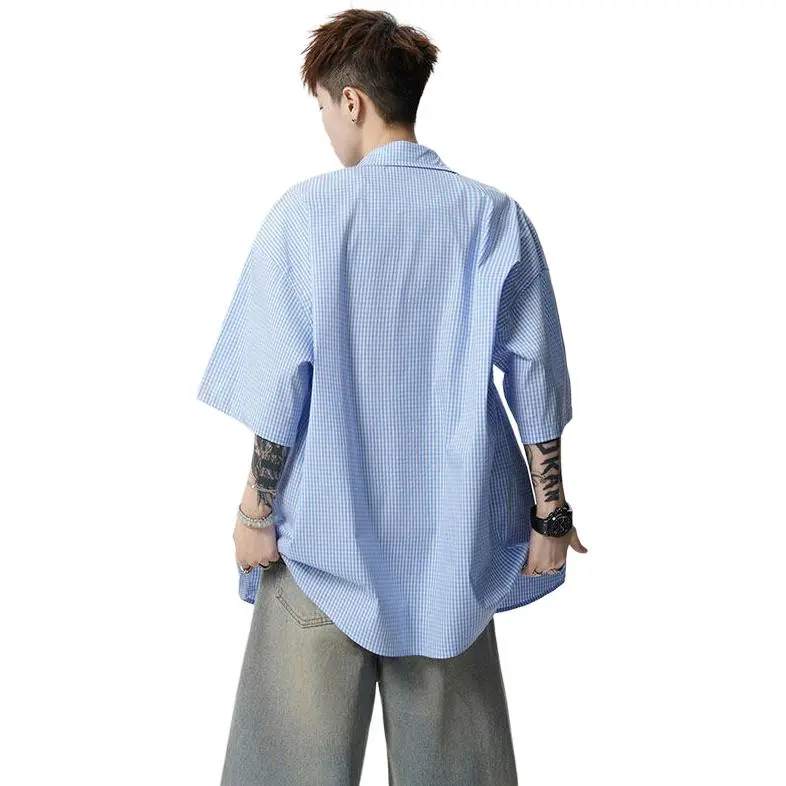 FASTFISH Shirt Unisex Light Blue Plaid-1