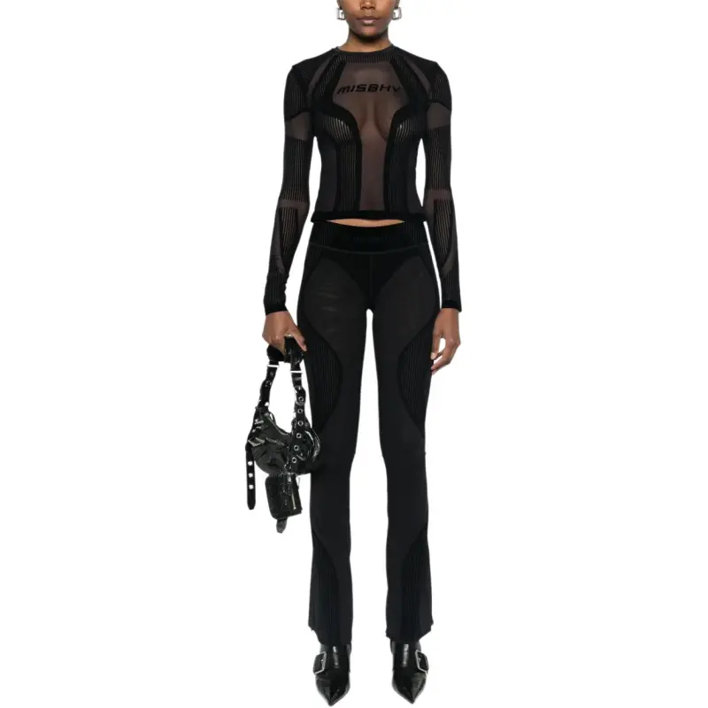 Misbhv Flocked Flared Trousers-1