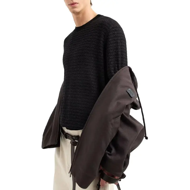 EMPORIO ARMANI Asv Lyocell blend Jumper With Lettering Intarsia-5
