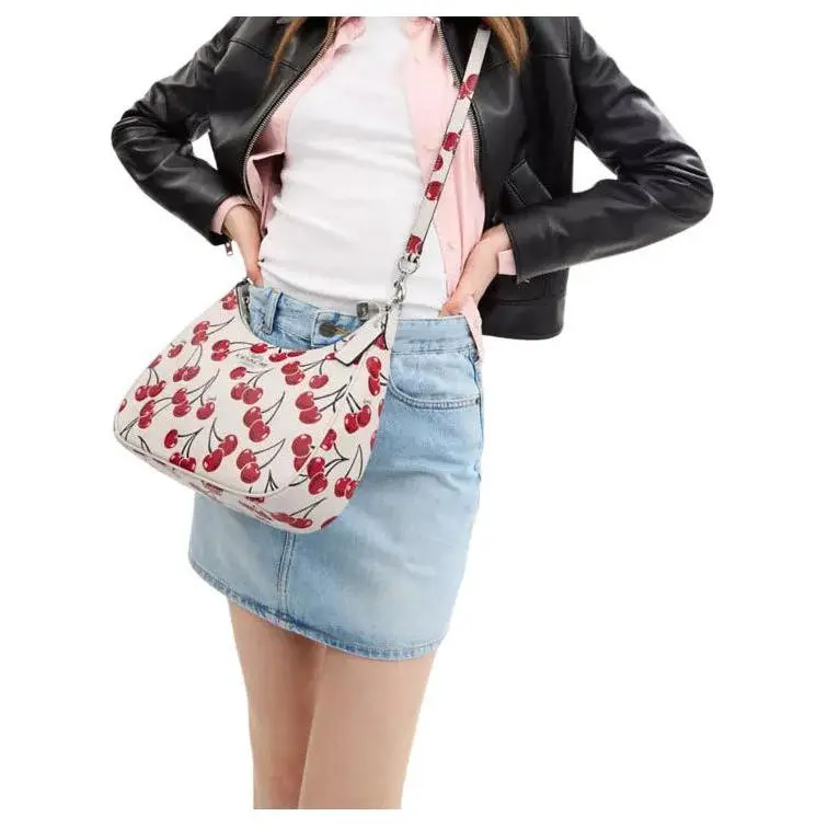 COACH Teri Cow Leather Pochette, Shoulder Bag Regular Women's White & Russet-4
