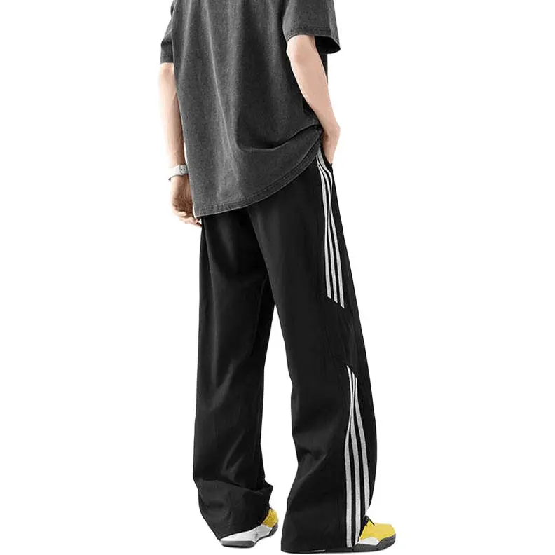 DARK HORSE Casual Pants Unisex Black White Stripes-1