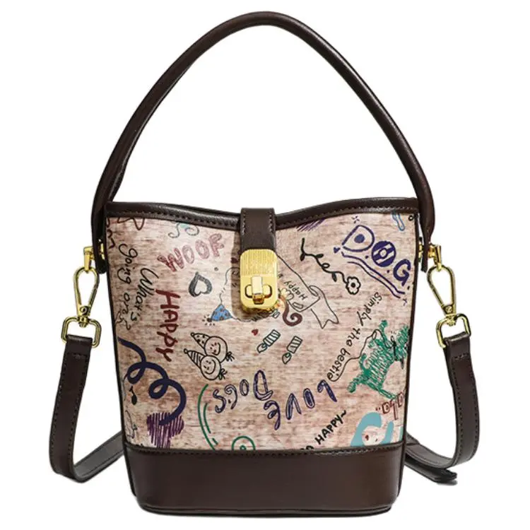 NX DOUGHNUT PU Bucket Bag Shoulder Bag Crossbody Bag Handbag Women's Coffee-1