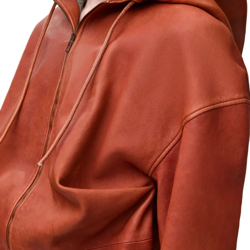 LOEWE SS25 Women's Pre Selection Collection Leather Jacket Women's Brown-4