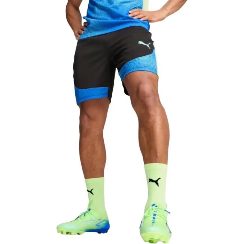 PUMA IndividualFINALSHORTS Soccer Bottoms Men's Black/Green Apple-2