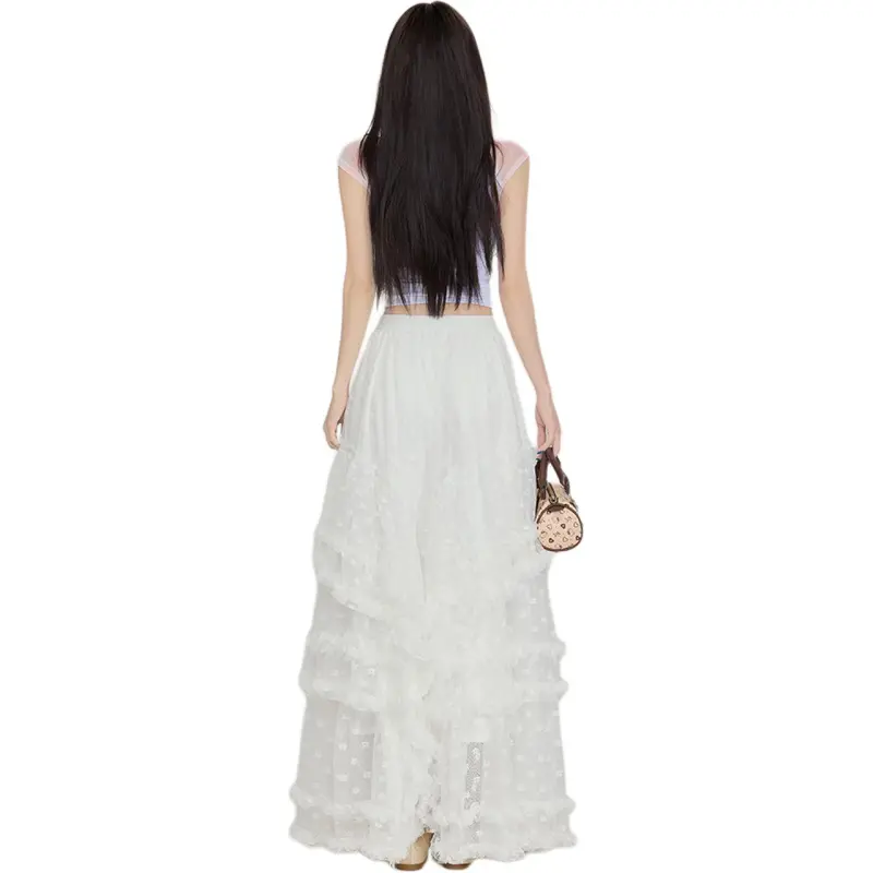 Kazakhstan Casual Long Skirt Women's White-4