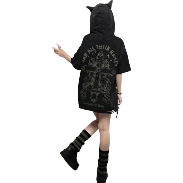 BEAR UNION Drop Shoulder Sleeve T Shirt Unisex Black-1