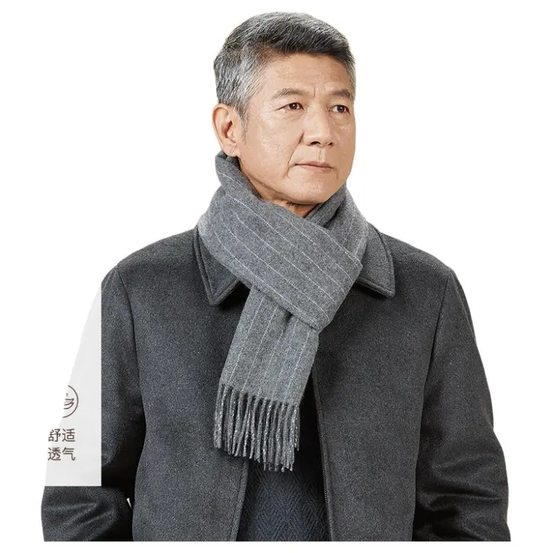 H YXIANG Cashmere Knit Scarves Men's-1