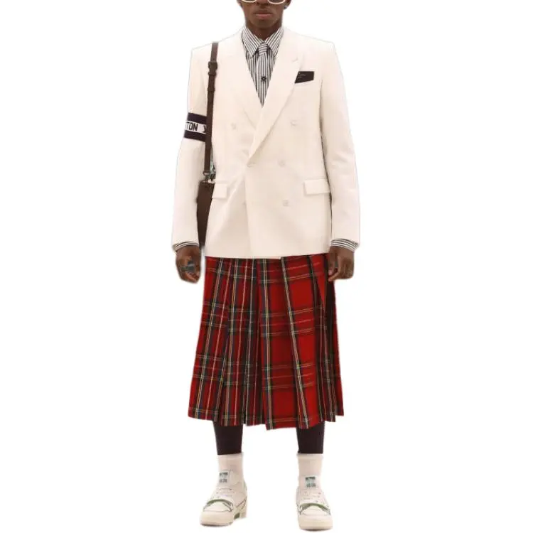 LOUIS VUITTON Tartan Check Pleated Skirt Red-1