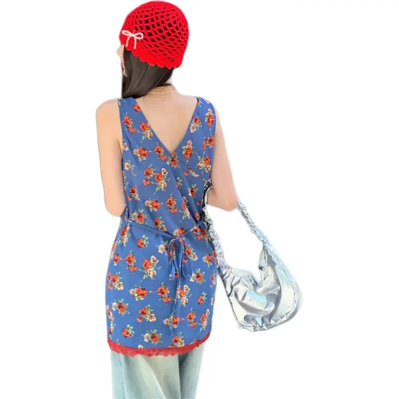 GOSO Tank Tops Women's Blue Floral-4