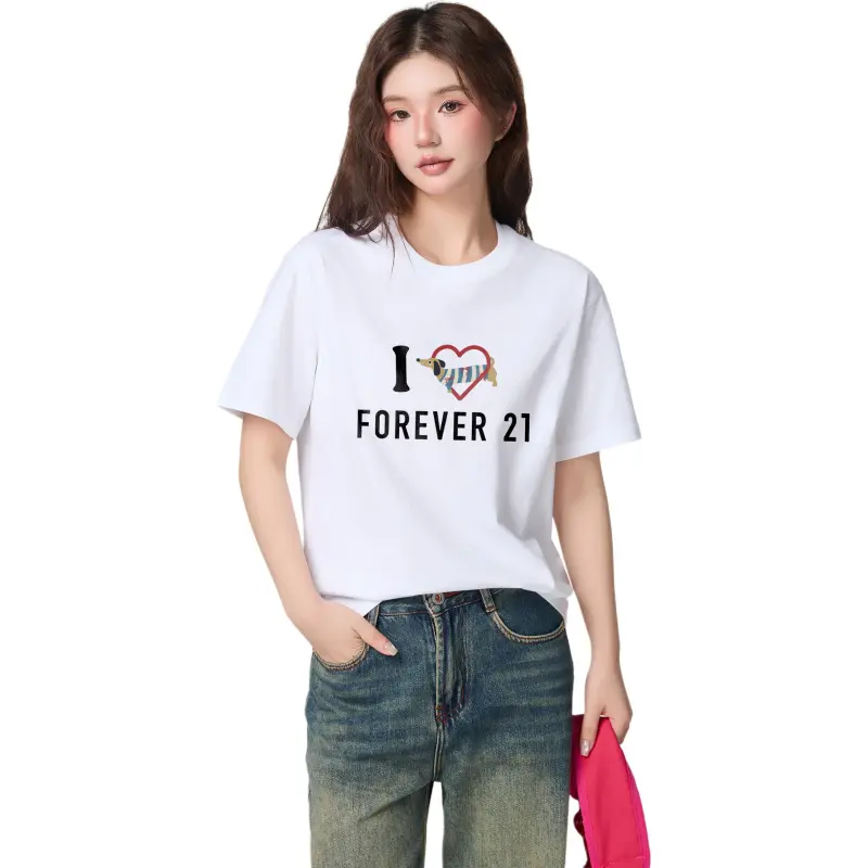 FOREVER 21 Drop Shoulder Sleeve T Shirt Women's-2