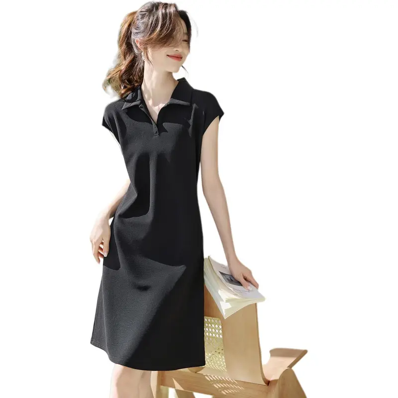 Mo Han Yi Mei Short Sleeved Dresses Women's Black-1