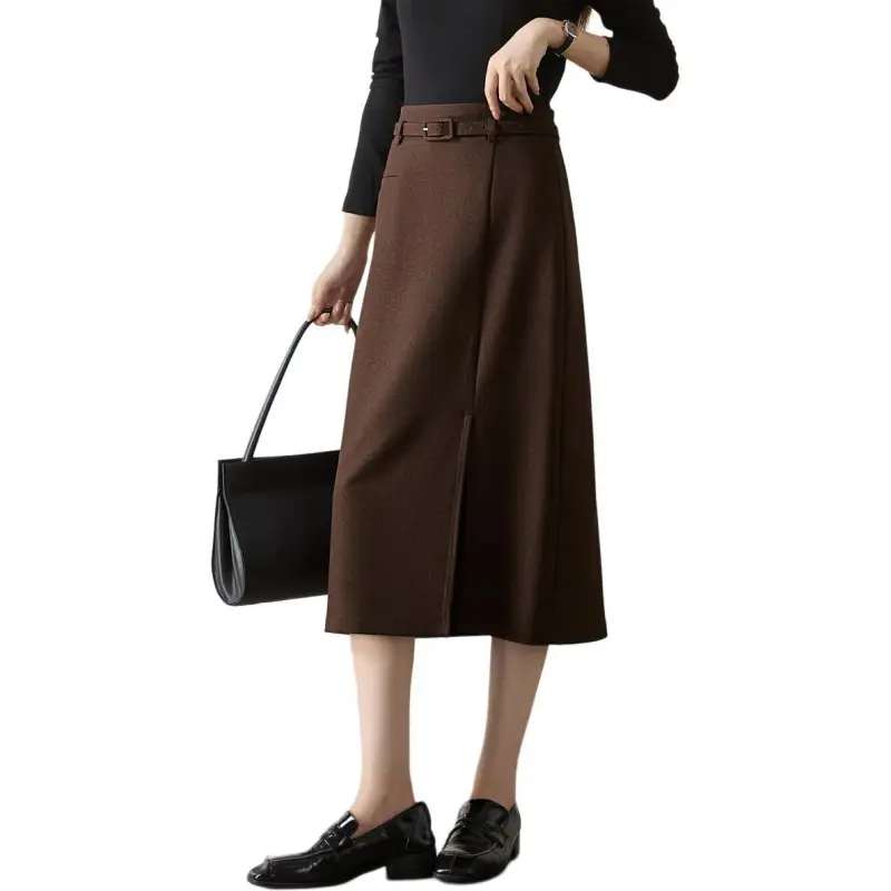 Mo Han Yi Mei Casual Long Skirts Women's Tea Umber-4