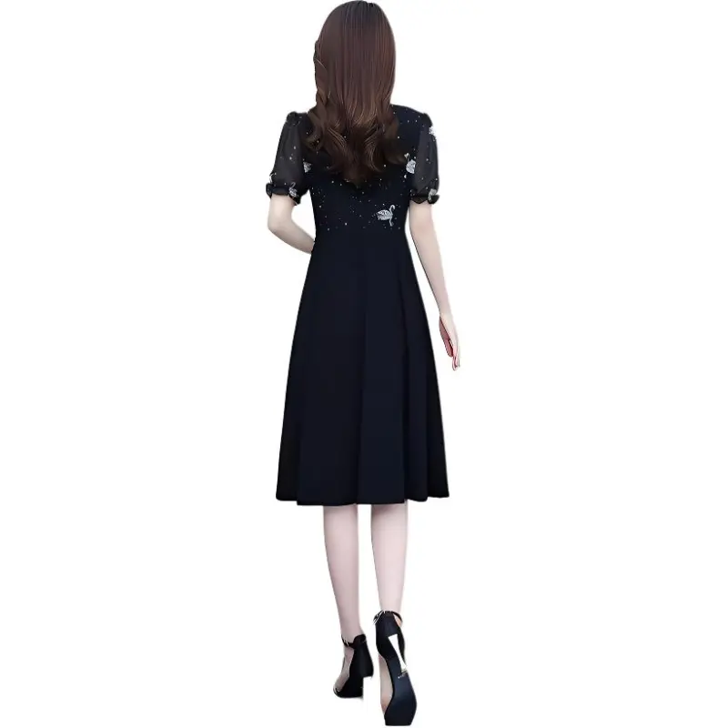 Flowers In Water Short Sleeved Dress Women's-1