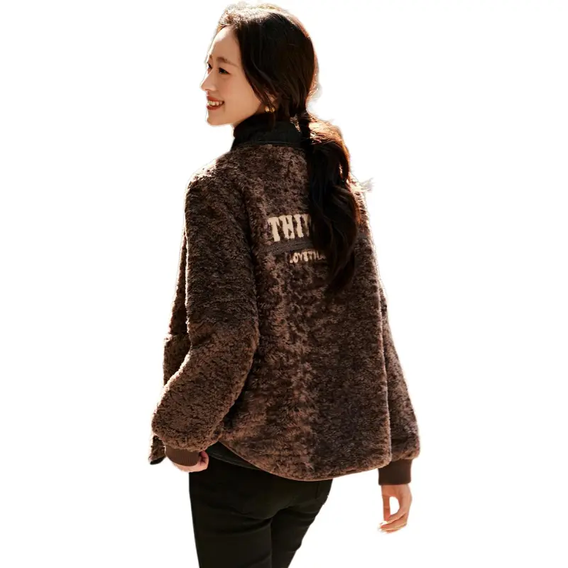 Mo Han Yi Mei Velvet feel Coat Women's Coffee-5