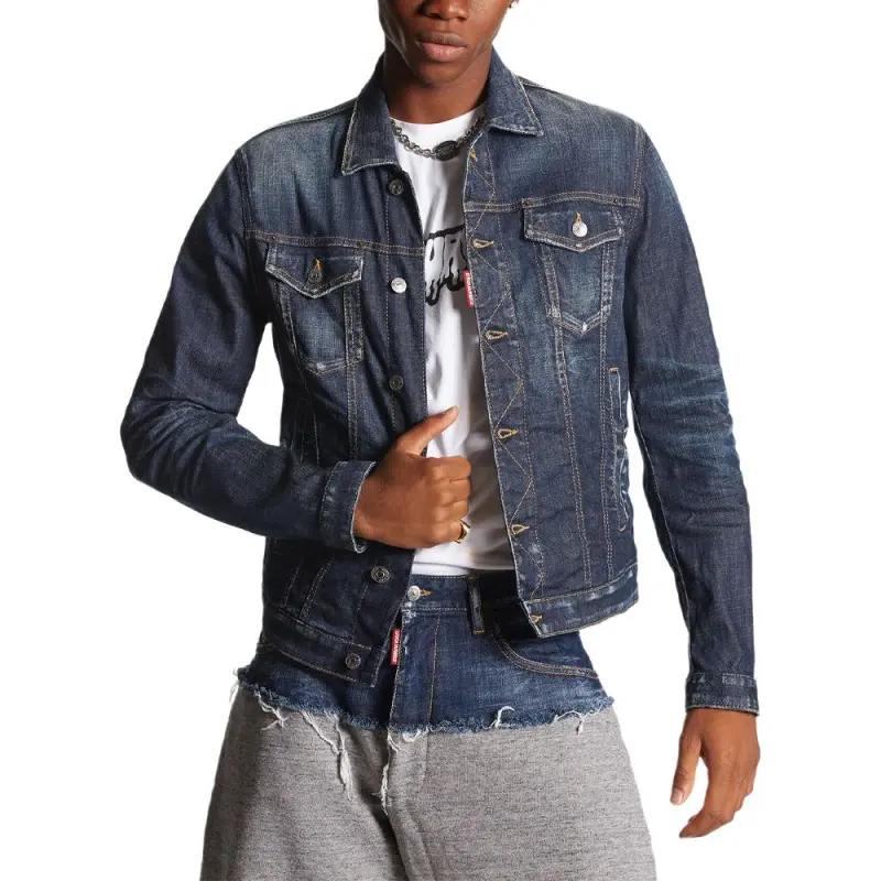 DSQUARED 2 Whiskering-Effect Distressed Denim Jacket-2