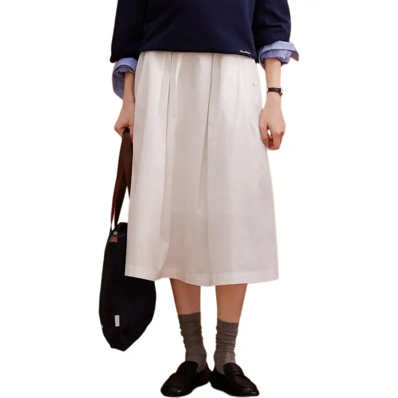Teenie Weenie Casual Long Skirt Women's Ivory White-1